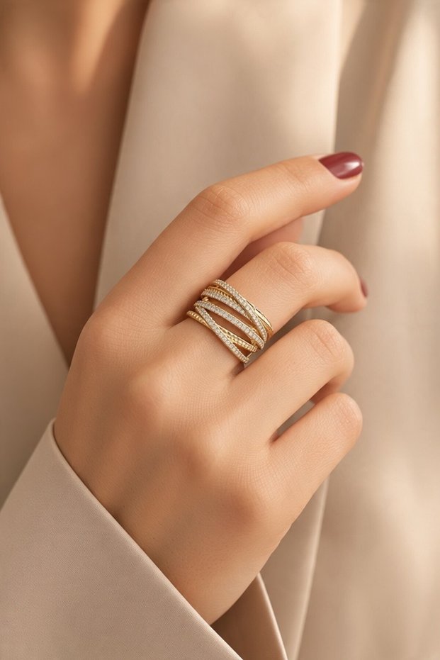 STYLE PEARL/XUPING JEWELRY CROSS-DESIGN ZIRCON RING