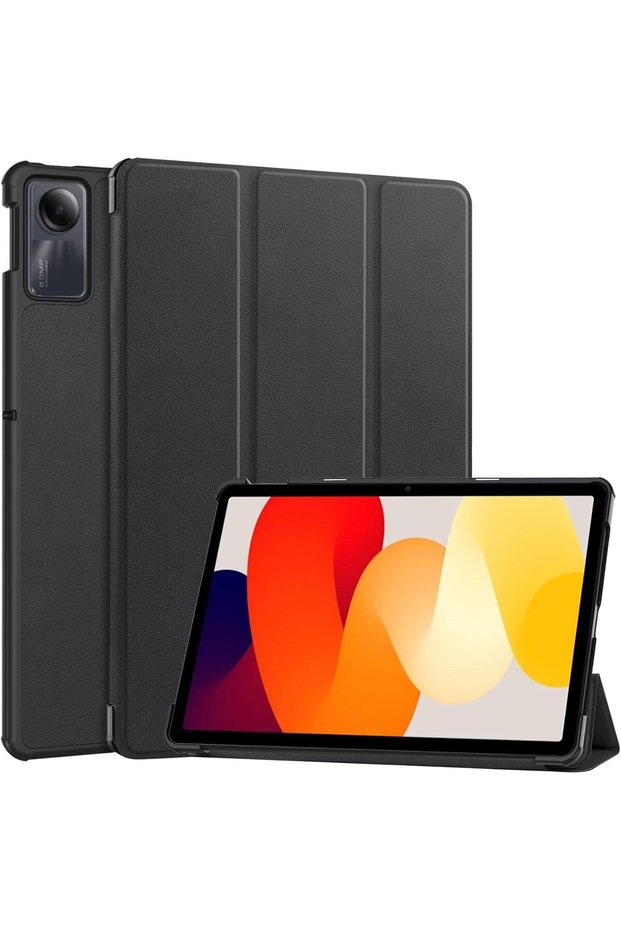 غطاء ذكي نحيف مع غلاف خلفي صلب لجهاز Redmi Pad SE 11، مع خاصية التشغيل/الإيقاف التلقائي، باللون الأسود