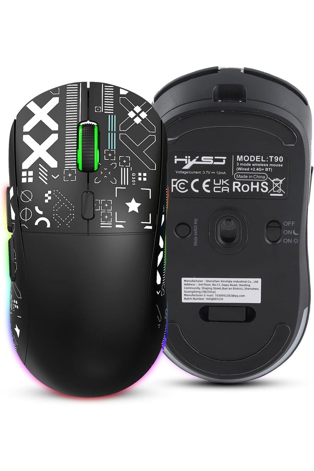 ماوس ألعاب لاسلكي، ماوس لاسلكي بإضاءة RGB مع مستقبل USB نانو، ماوس ألعاب بضغطة صامتة