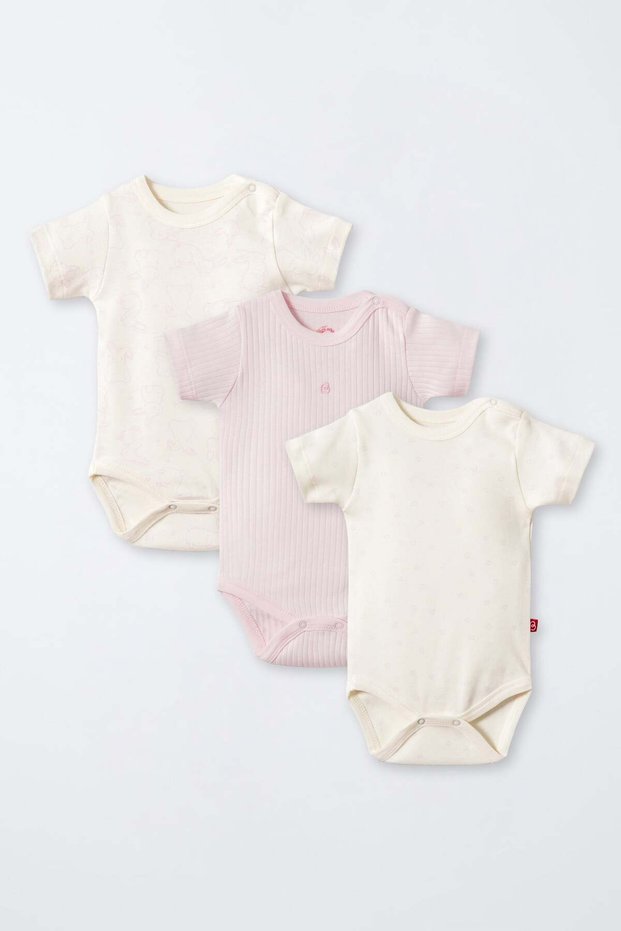 SHORT-SLEEVED BODY, PACK OF 3 (CUTE BUNNY) PINK