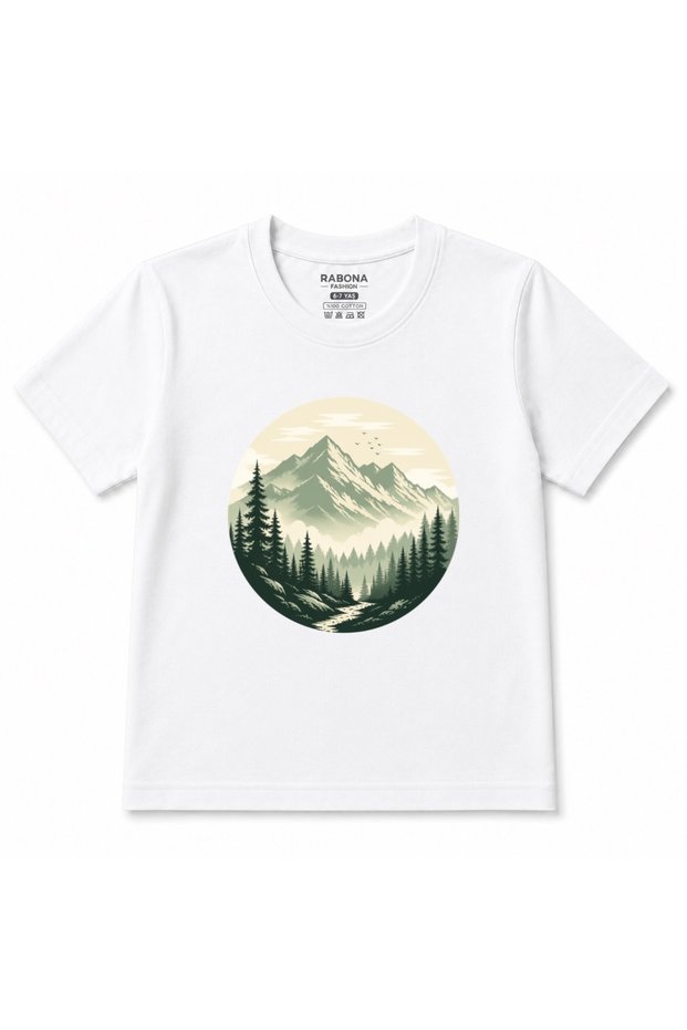 Mountain Wilderness – Vintage Alpine Forest Nature Graphic Kids' Cotton T-Shirt