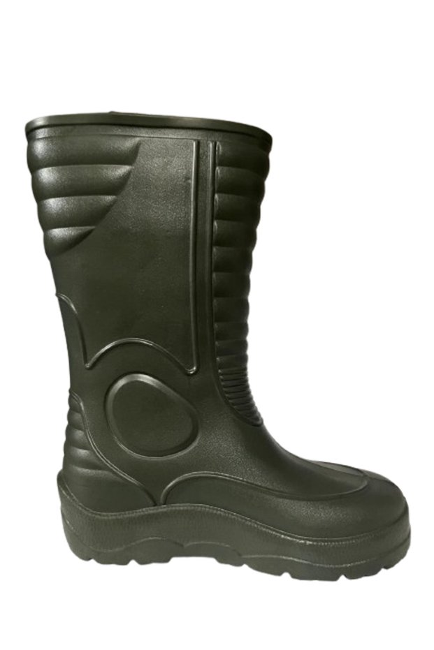 -- Unisex Khaki EVA Lightweight PU Sole Long Rain Boots