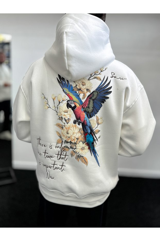 White Parrot Hooded Sweatshirt SW-5264