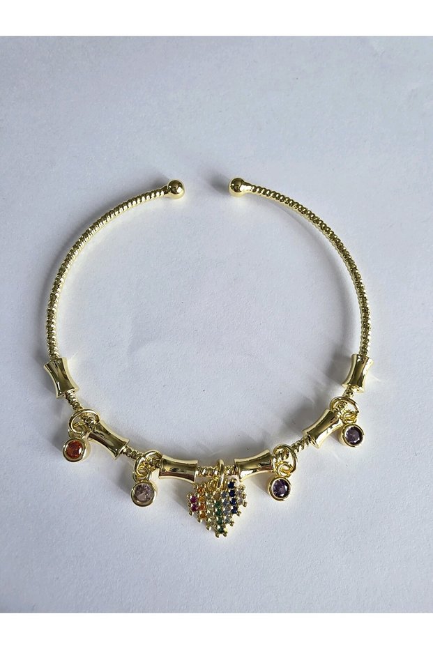 Gold-Toned Rice-Patterned YSX Colored Charm Bracelet