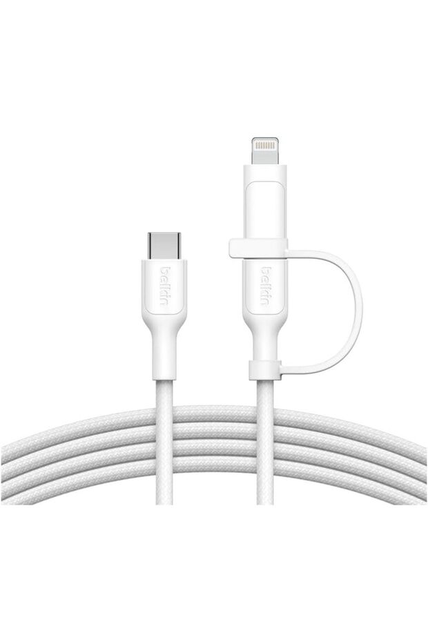 كابل شحن متعدد الاستخدامات (2 في 1) مع موصل USB-C وLightning - كابل شحن سريع مُجدَّل، من نوع USB-C إلى USB-C.