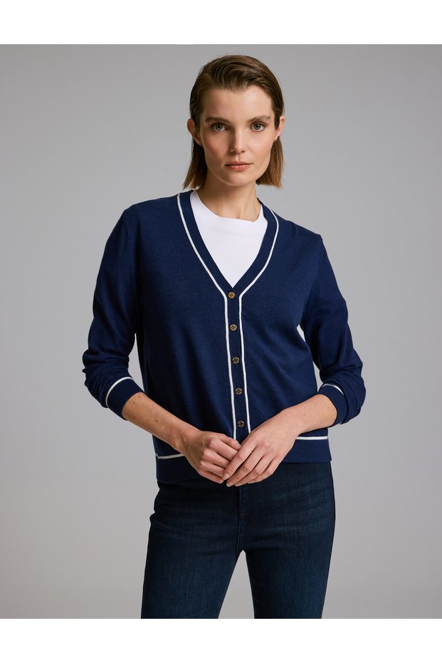 Navy Blue Slim Fit Basic Knit Cardigan 50333949-VR033