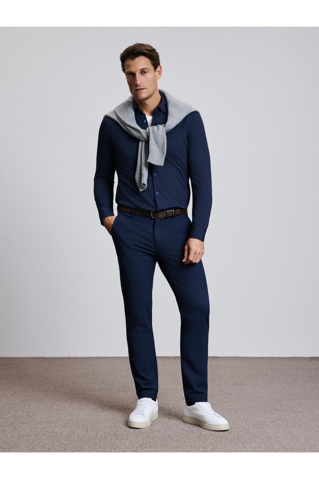 Navy Blue Slim Fit Canvas Pants 50331846-VR033
