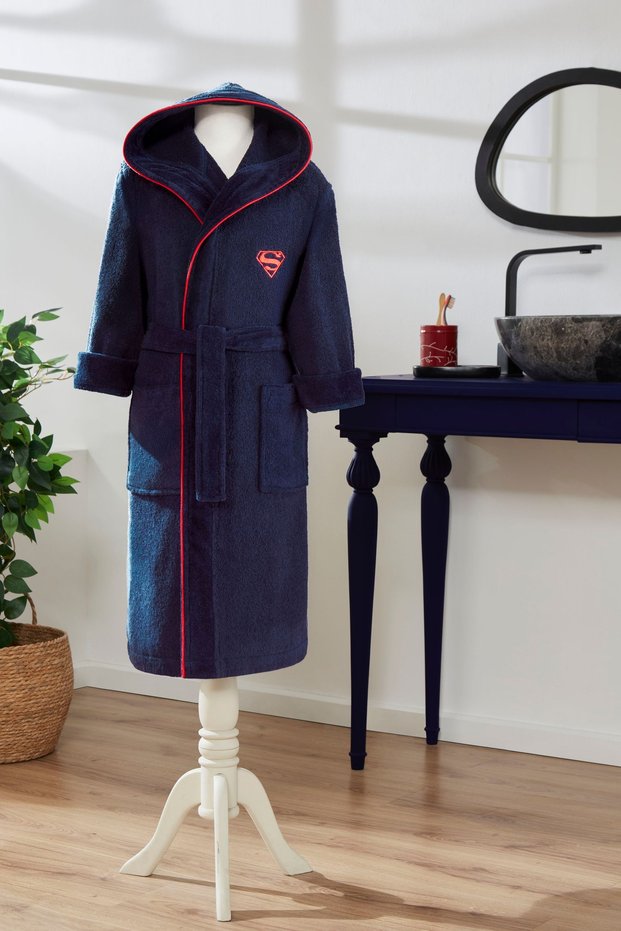 Superman Rise Licensed Hooded Children's Bathrobe, Ages 11–12