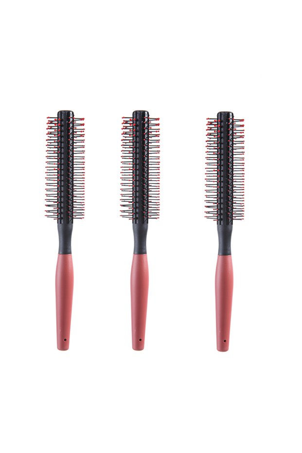 Brown-3pcs 1/3pcs Professional Anti-static Cylindrical Bristle Curly Hair Styling Round Comb, Salon