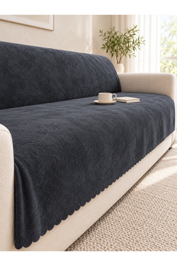 Dot-Patterned Matte Velvet Sofa Cover, 165x205, Soft-Textured Chair Shawl, "Baby Face" Fabric