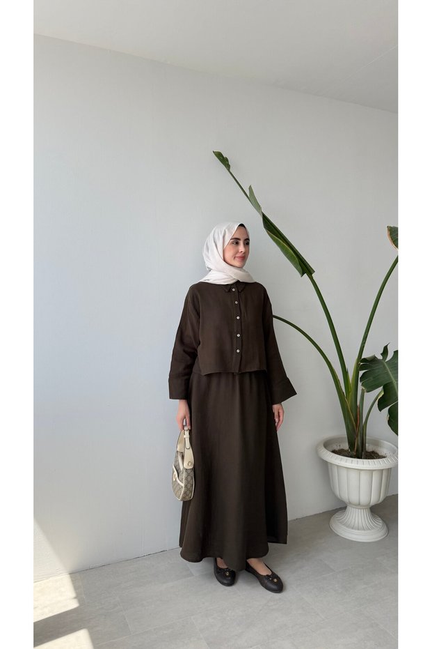 MUSLIN SKIRT SET - COFFEE