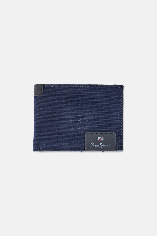 Men Brand Logo Wallet, Navy