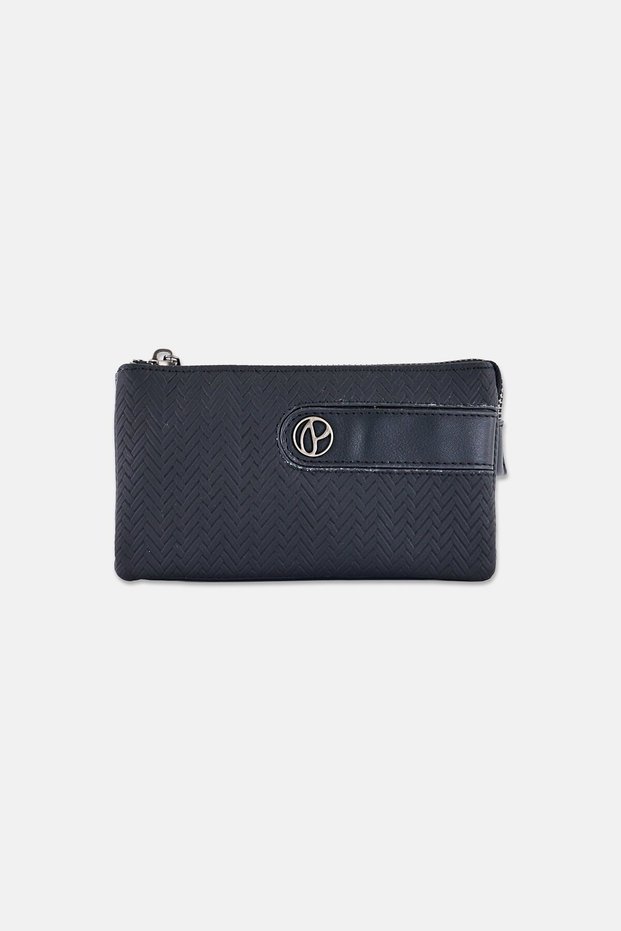 Women Brand Logo Wallet, Black