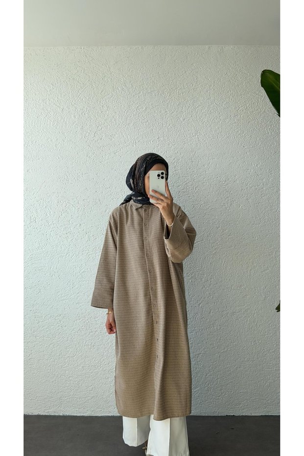 LONG TWEDDED TUNIC - BEIGE
