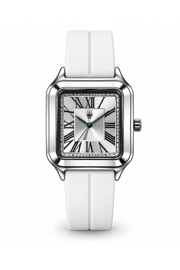 Square Soft Touch Strap White Wristwatch