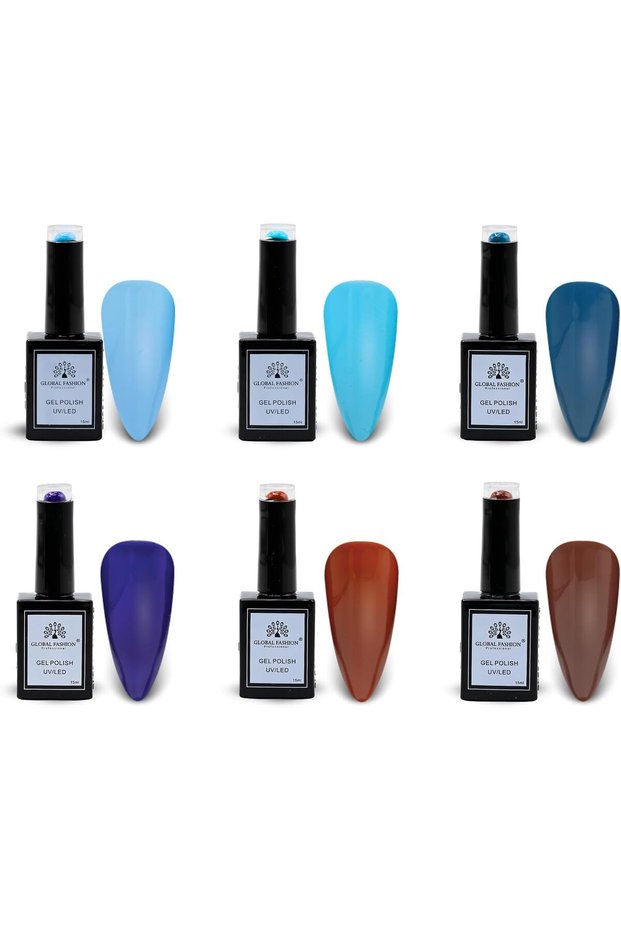Global Fashion Mint Moods Collection Set (103–108) – 6 Long-Lasting, High-Gloss, Chip-Resistant Colors for Teens & Professionals – UV/LED Soak-Off Nail Kit (103–108 Mint Moods Collection-6p, 15ml)