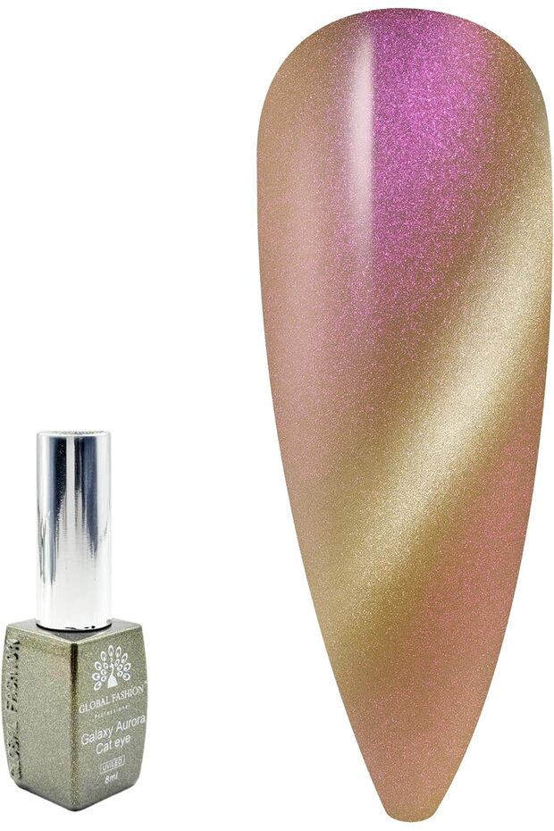 Galaxy Aurora Magnetic Cat Eye Gel Nail Polish UV/LED Gel 8ML — 9D Multitone Reflective Chameleon Effect, Soak Off Magnetic Gel with Magnet Stick for DIY & Salon Nails, Long-Lasting Shine (010)