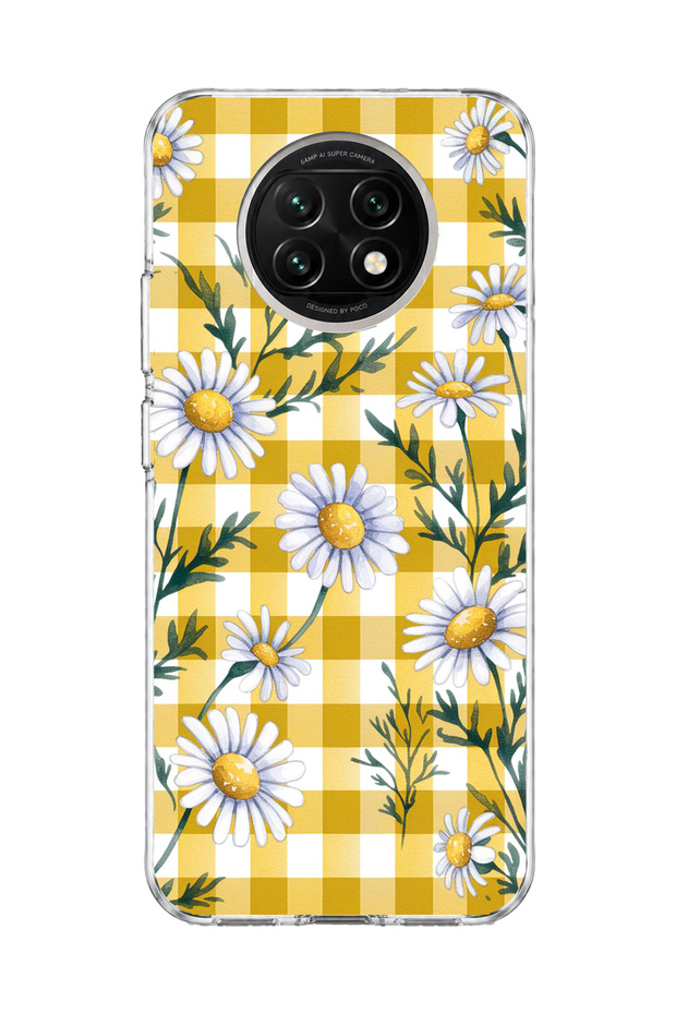 Poco X3 Pro Compatible Transparent Phone Case with Daisy Yellow Plaid Print