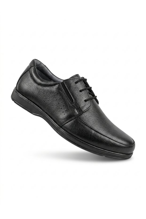 Erdem 5265 Black Genuine Leather Fully Orthopedic Non-Slip Sole Winter Casual Men's Shoes