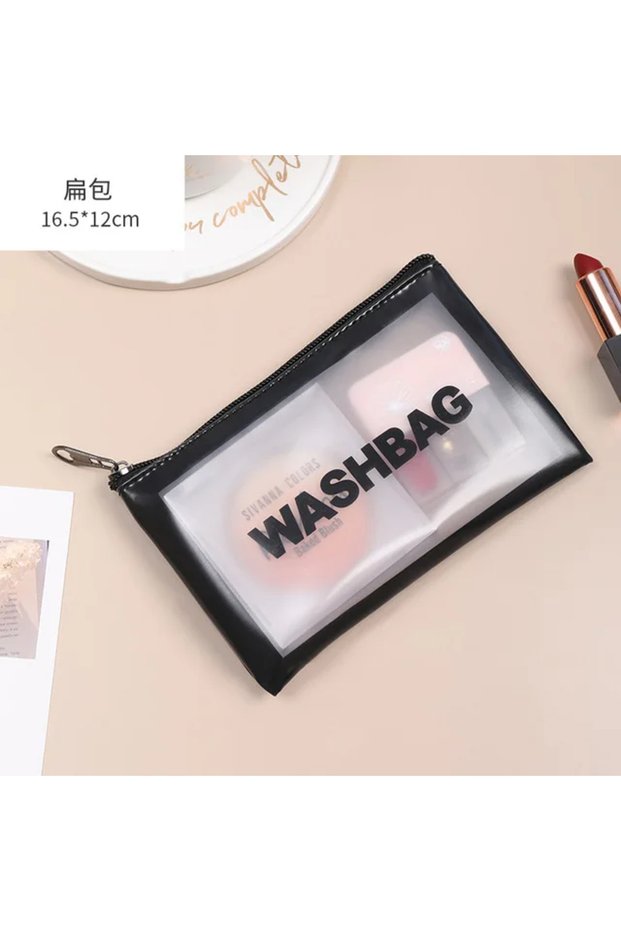 S-Black Large Capacity Dust Proof Make Up Storage Handbags PVC Fashion Transparent Travel Bags Porta