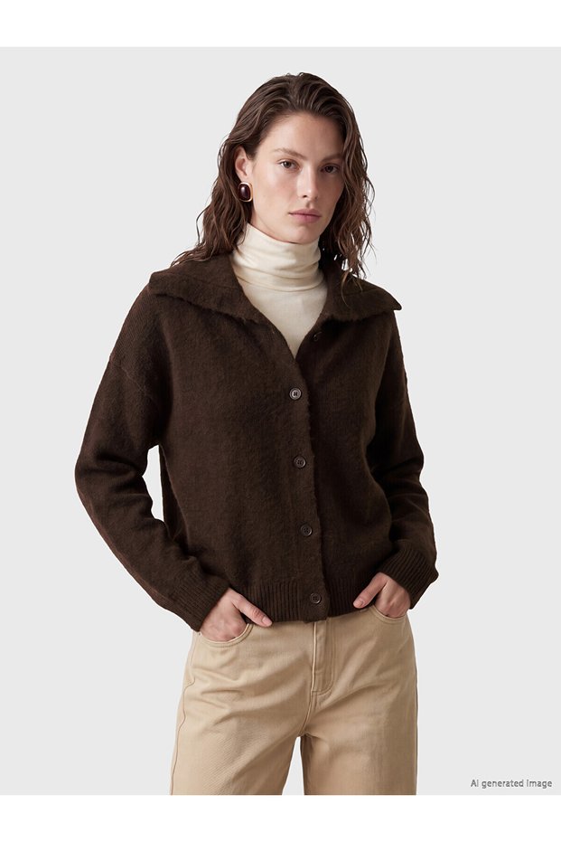 Peak New Season Brown Wool Blend Women's Knitwear Cardigan