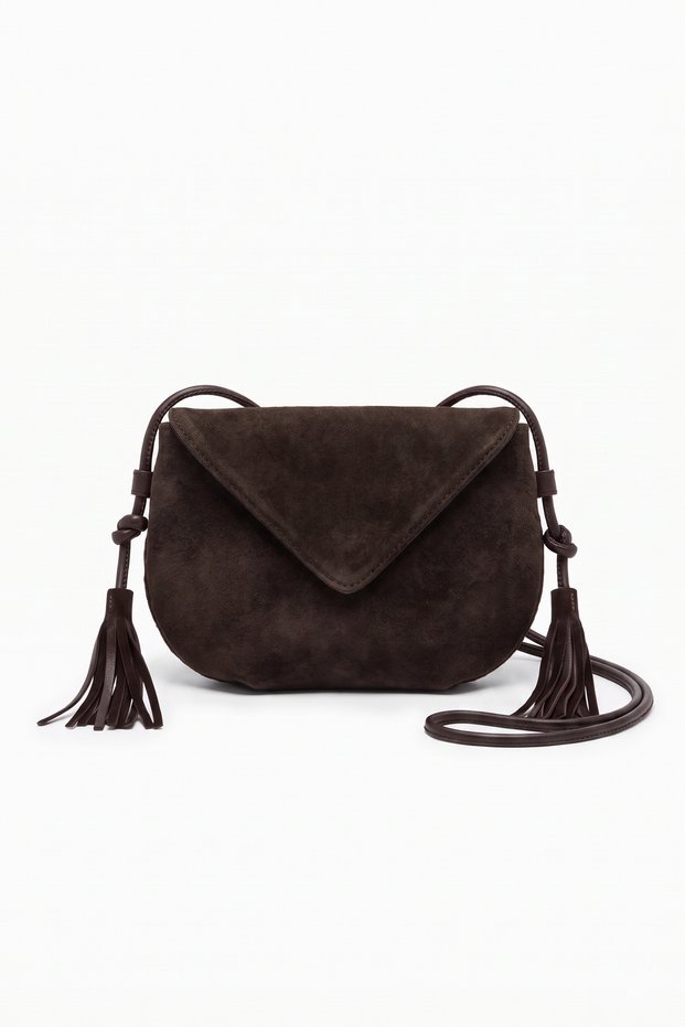 KNOX Brown Suede Genuine Leather Women's Crossbody Bag