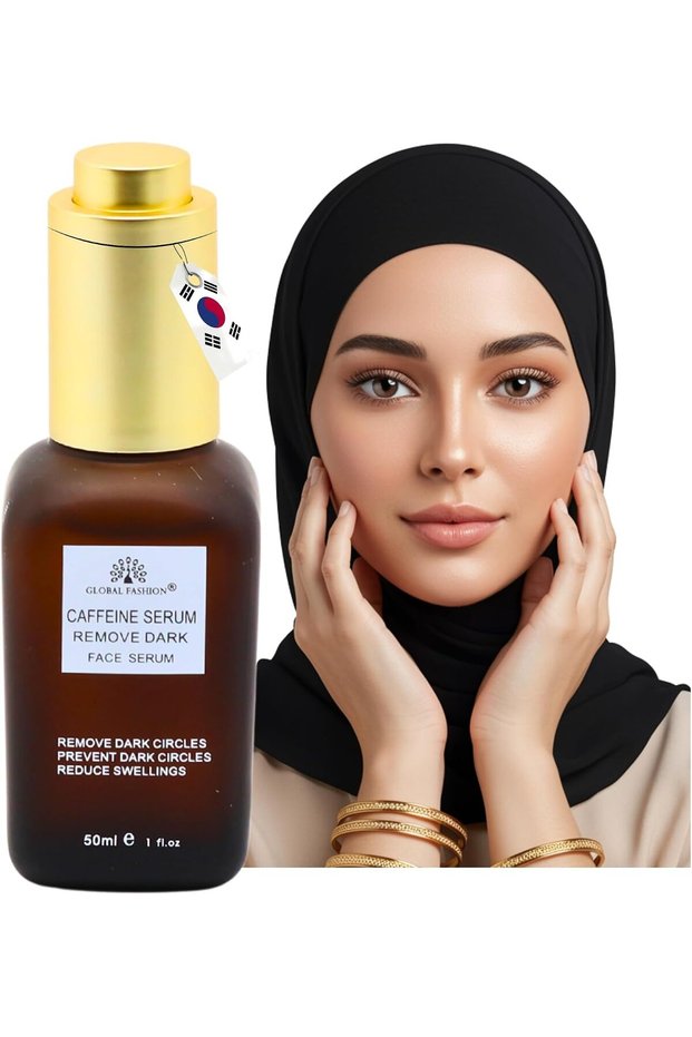 Global Fashion Face Serum 50 ml – Anti-Aging, Brightening & Hydrating – With Vitamin C, Retinol, Hyaluronic Acid, Collagen, AHA BHA, Peptides – Korean Skincare (Caffeine Face Serum)