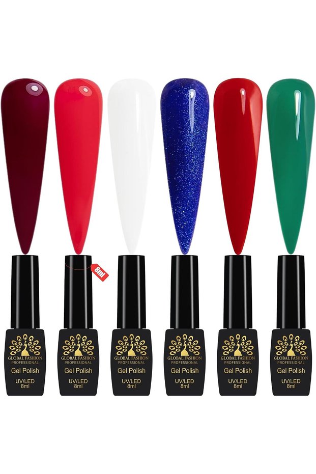 Black Elite Gel Nail Polish Set Regal Affair, 6 x 8ml - Soak Off UV LED Gel Polish Kit, Long-Lasting High Gloss Colours for Salon and Home Manicure