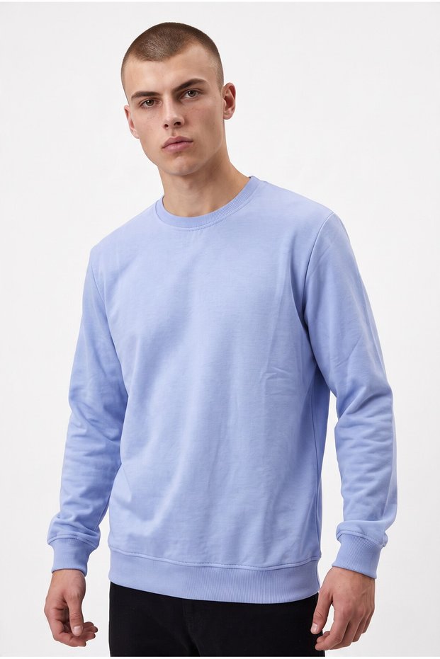 Unisex Women's/Men's Plain, Unprinted Crew-Neck Sweatshirt with No Men’s Collar