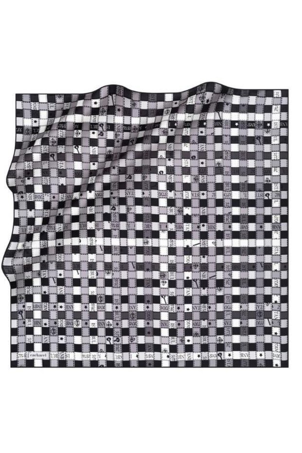Pure Tivil Silk Scarf 8376313 - 912 Black Plaid Pattern