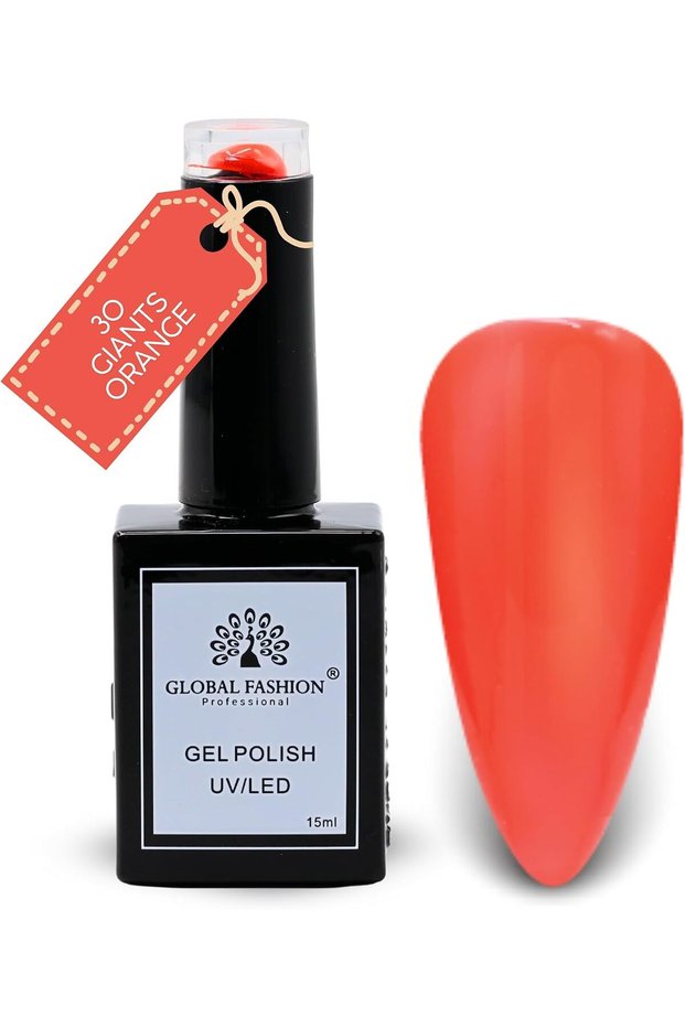 Black Elite Gel Nail Polish 030 Giants Orange, 15ml - Soak Off UV LED Gel Polish, Long-Lasting High Gloss Colour for Salon and Home Manicure