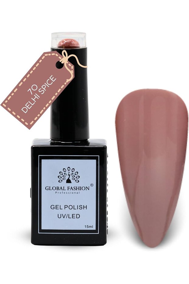 Black Elite Gel Nail Polish 070 Delhi Spice (Dusty Rose Brown), 15ml - Soak Off UV LED Gel Polish, Long-Lasting High Gloss Colour for Salon and Home Manicure
