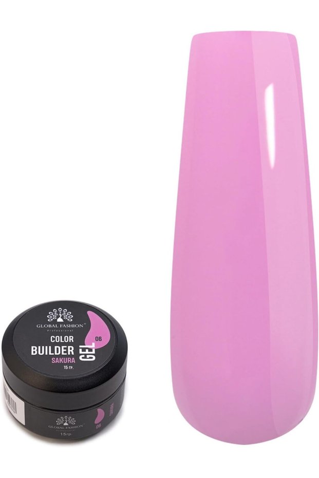 Color Builder Gel for Nails 15g, 06 Sakura - Soak Off UV LED Sculpting Gel for Nail Extensions, Overlays and Strengthening, Salon and Home Manicure