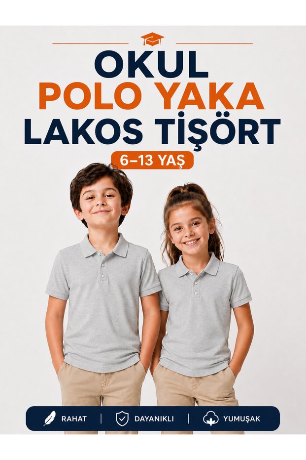17510-26 Unisex Kids' Short-Sleeve Polo Collar School T-Shirt, true to size, Ages 6–14