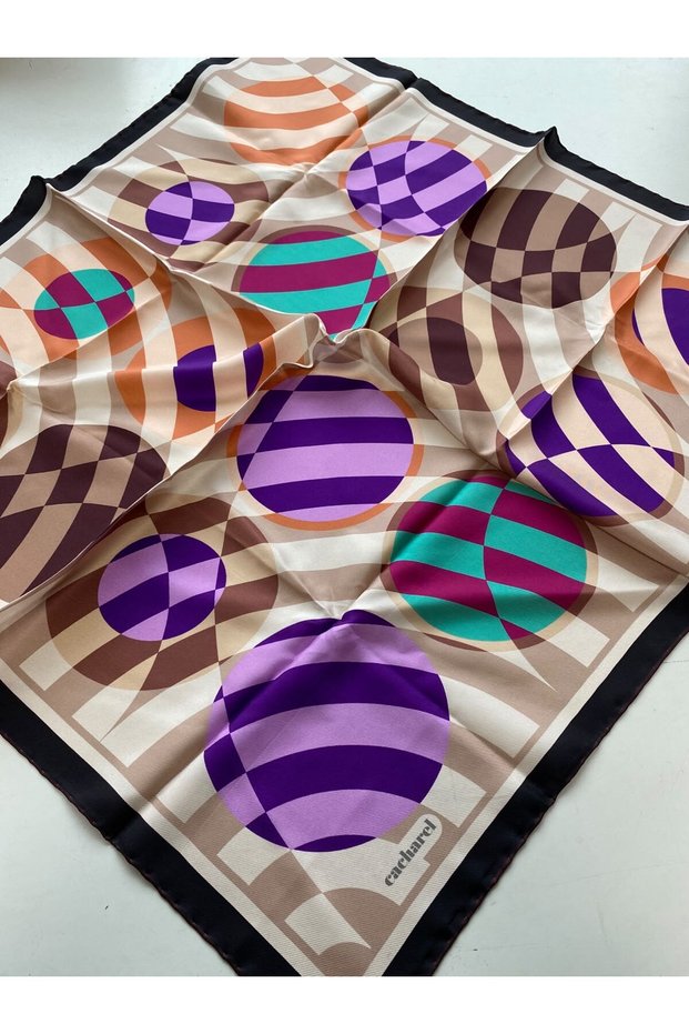 Tivil Silk Scarf 4214701 311 Coffee-Orange Abstract Patterned Design