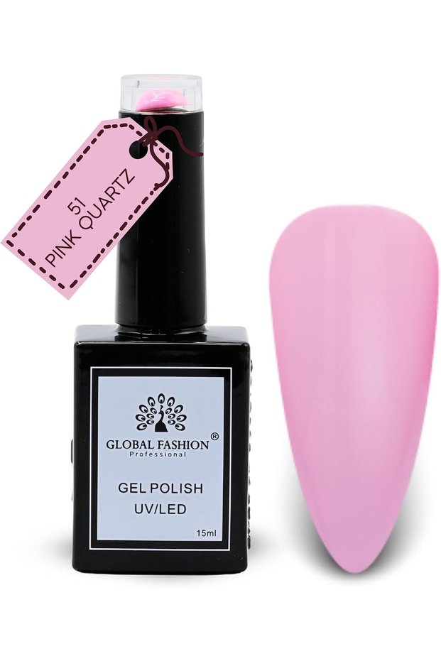 Black Elite Gel Nail Polish 051 Pink Quartz, 15ml - Soak Off UV LED Gel Polish, Long-Lasting High Gloss Colour for Salon and Home Manicure