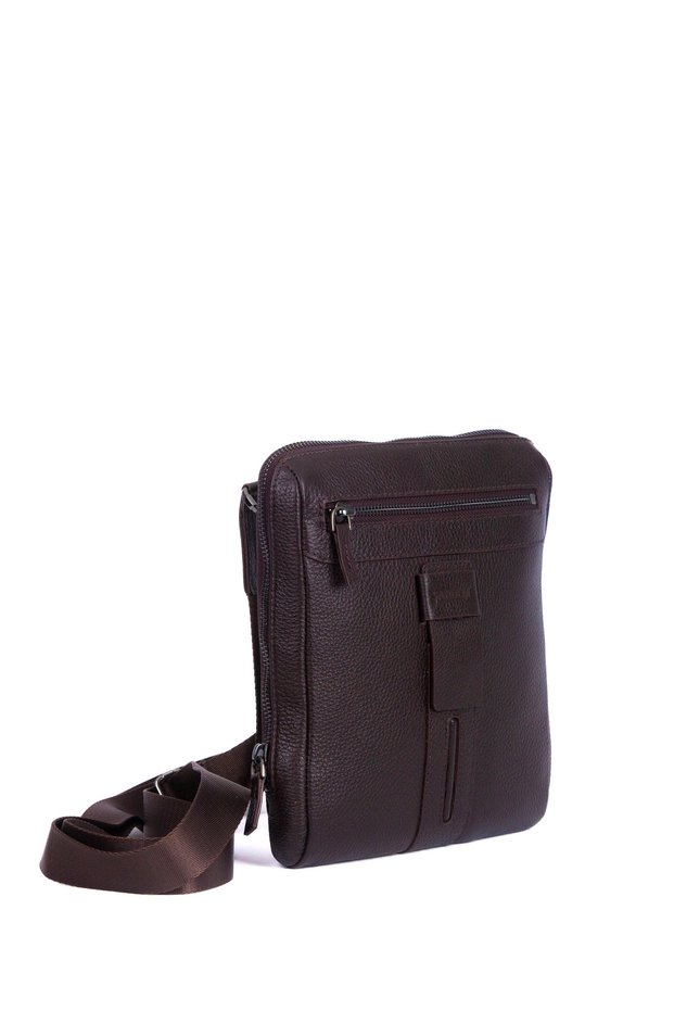 Genuine Leather Men's Shoulder Bag with Strap