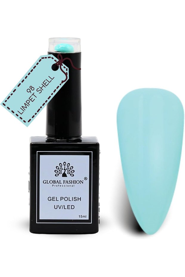 Black Elite Gel Nail Polish 098 Limpet Shell (Light Aqua), 15ml - Soak Off UV LED Gel Polish, Long-Lasting High Gloss Colour for Salon and Home Manicure