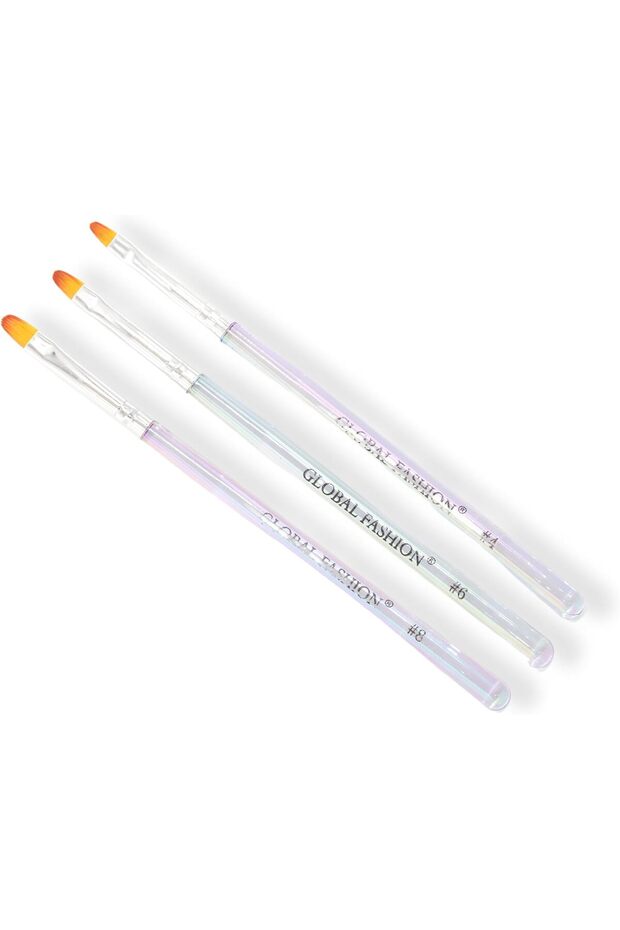 GLOBAL FASHION Oval Gel Nail Brush - Professional Nail Art Brush Set (3 Pcs) - Acrylic & Gel Polish Application - (Oval Set)