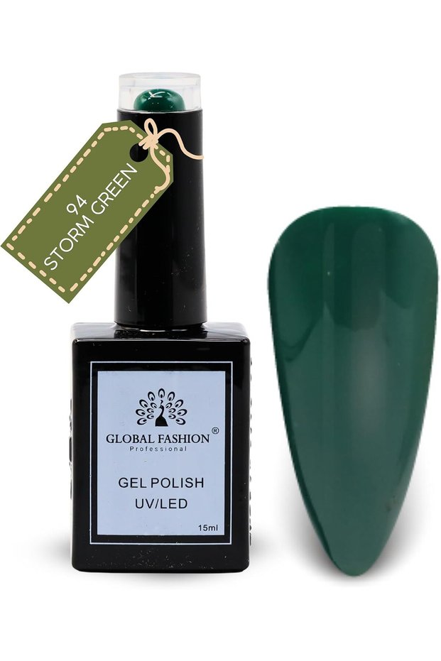 Black Elite Gel Nail Polish 094 Storm Green (Dark Teal Green), 15ml - Soak Off UV LED Gel Polish, Long-Lasting High Gloss Colour for Salon and Home Manicure