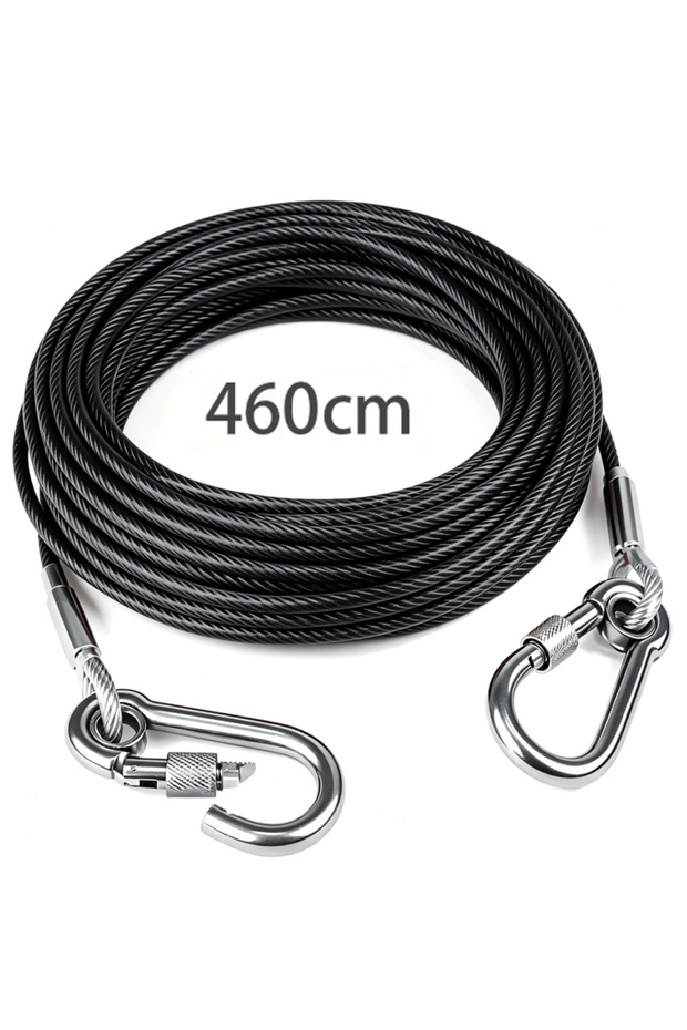Black 460cm 460/900/1500 Stainless Double Steel Heavy-Duty Reflective Dog Tie-Out Cable Capacity wit