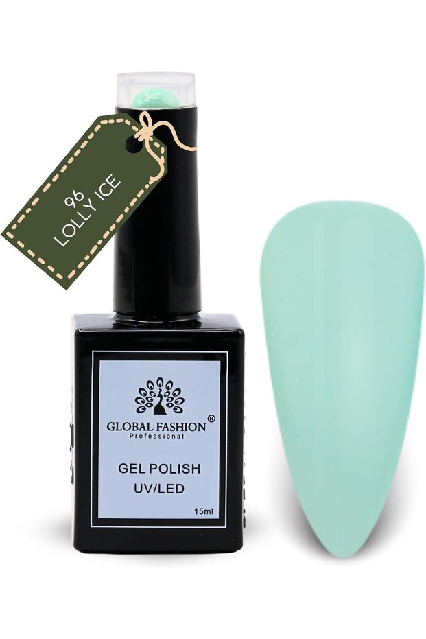 Black Elite Gel Nail Polish 096 Lolly Ice (Pastel Mint), 15ml - Soak Off UV LED Gel Polish, Long-Lasting High Gloss Colour for Salon and Home Manicure
