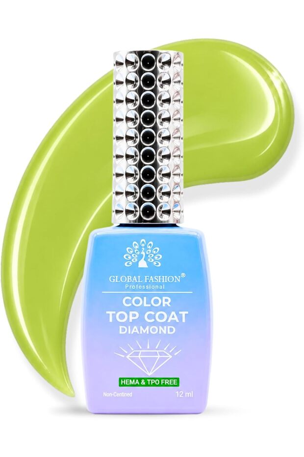 Color Top Coat Diamond 12ml – HEMA & TPO Free No Wipe Gel Top Coat, 02