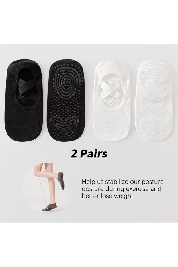 xindijiaocha-bai hei Professional Women Yoga Sock Silicone Anti-slip Ballet Pilates Socks Women Back