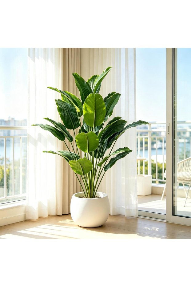 67cm-12 Leaves 67-112cm Large Artificial Plants Bird of Paradise Tree Tropical Fake Banana Leaves Pl