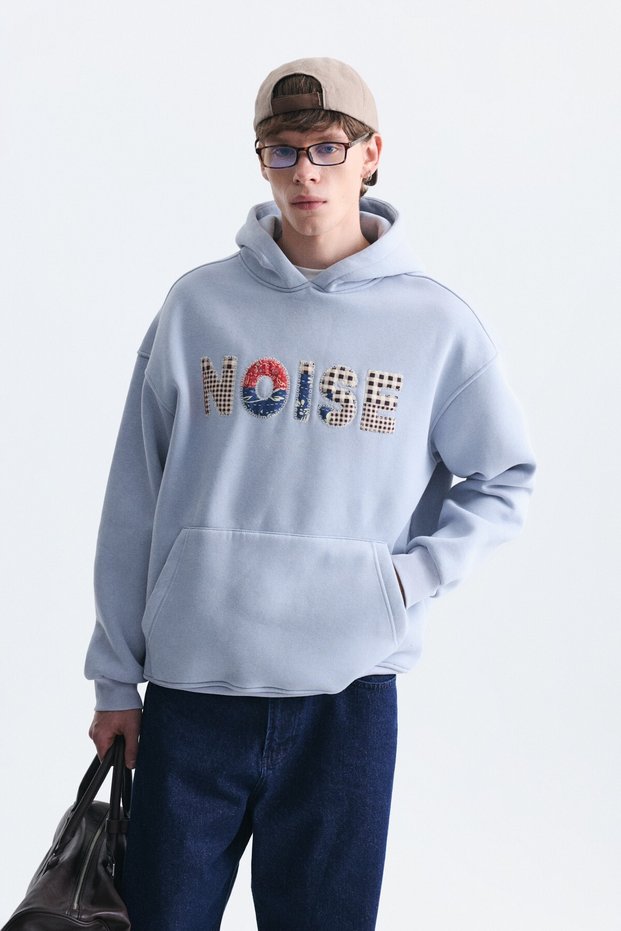 Embroidered Oversized Hooded Sweatshirt