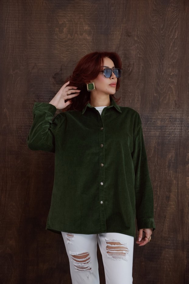 Kadın Oversize Kadife Gömlek