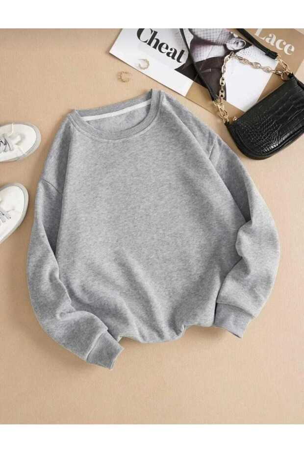 Unisex light gray crew neck sweatshirt