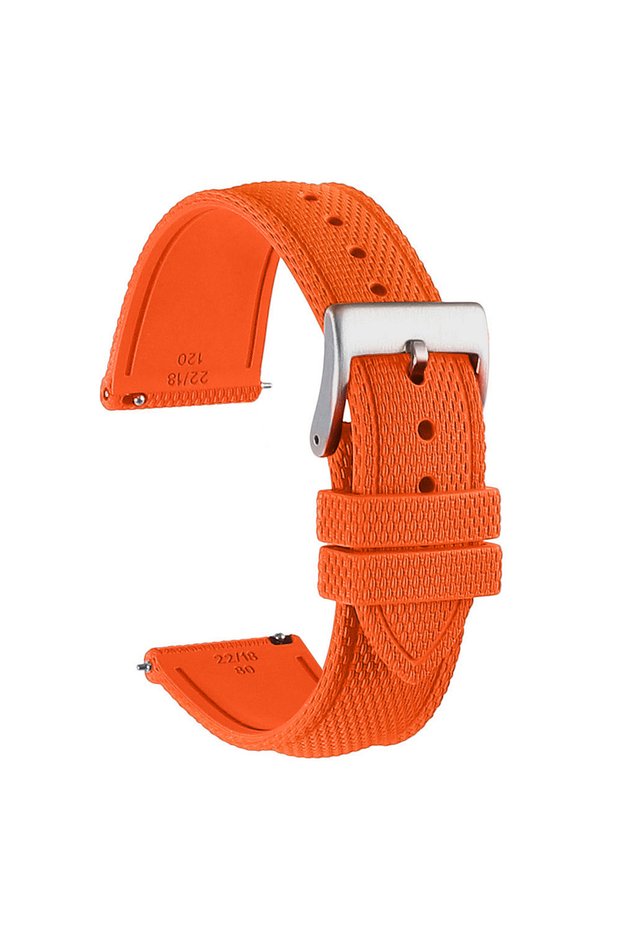 20mm orange silver buckle Sailcloth Fkm Watch Strap 19mm 20mm 21mm 22mm Fluororubber Watchband Quick