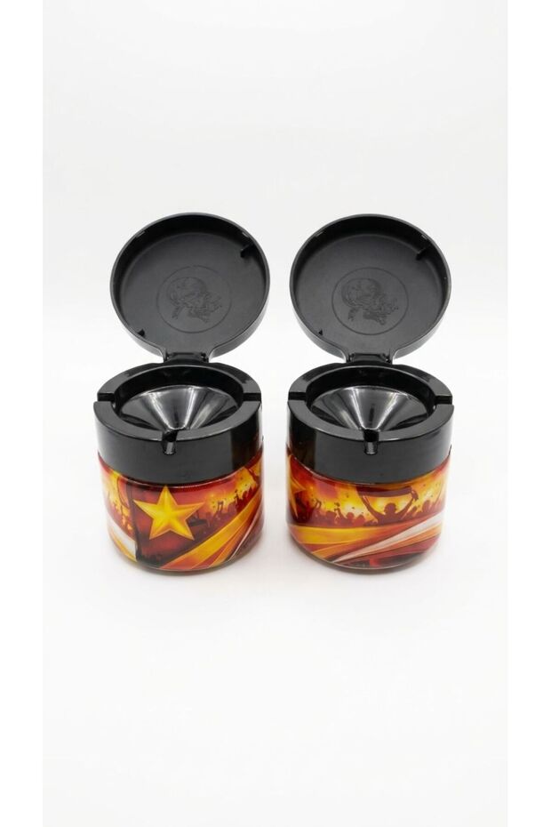 pamit home 2-piece set - glass jar with lid, glass ashtray